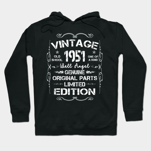 Vintage Made In 1951 Retro Classic 70th Birthday Decorations Hoodie by peskybeater